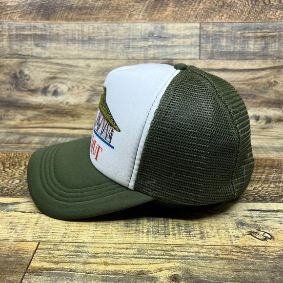 Pizza Hut Mens Trucker Hat Olive Green Snapback Vintage Logo Retro Baseball Cap - Picture 4 of 8